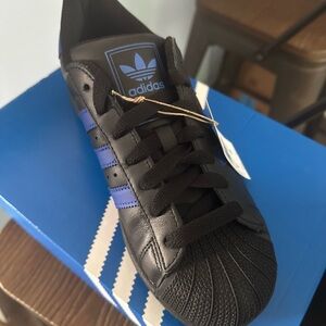 Adidas superstar ll Black with Blue Stripes Sneakers